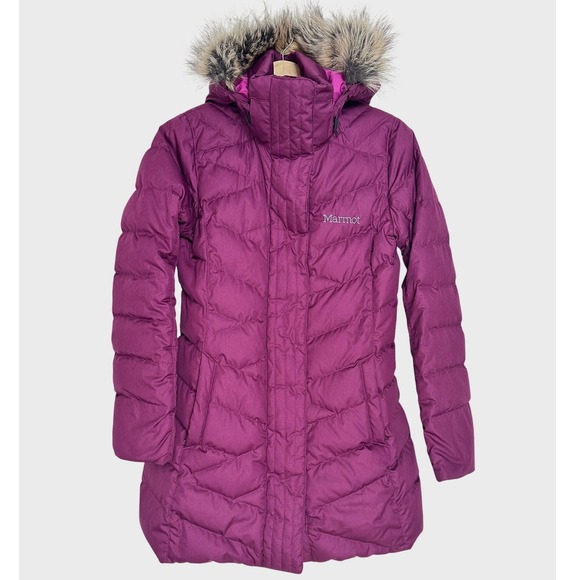 Marmot Strollbridge Puffer Parka Jacket Coat 700 Down‎ Fur Hood Fuschia S - Picture 4 of 10